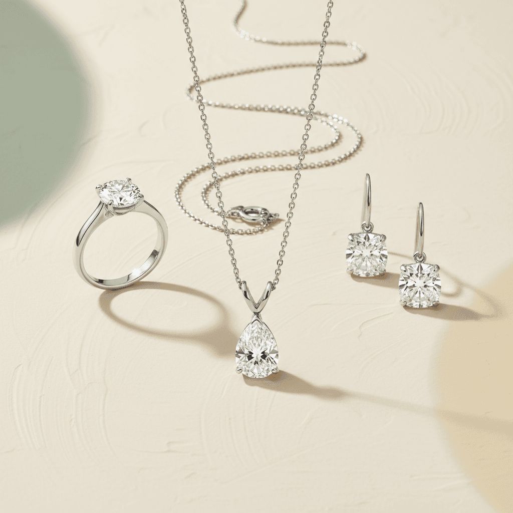 Solitaire and diamond-led pieces designed to feel timeless on first sight.