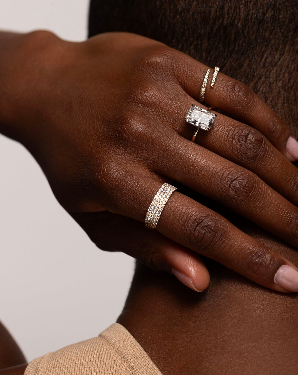Four Row Stackable Pavé Ring