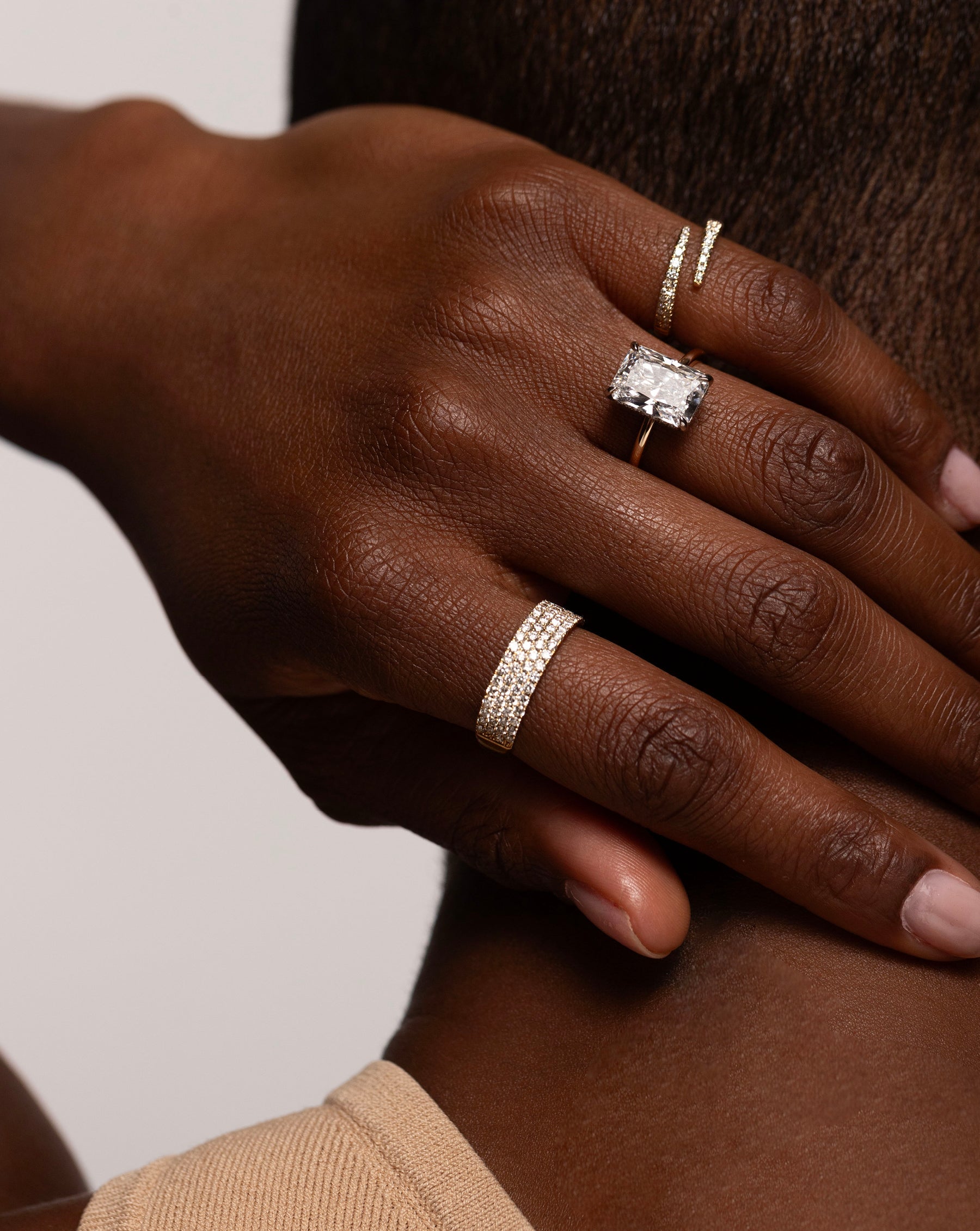 Four Row Stackable Pavé Ring