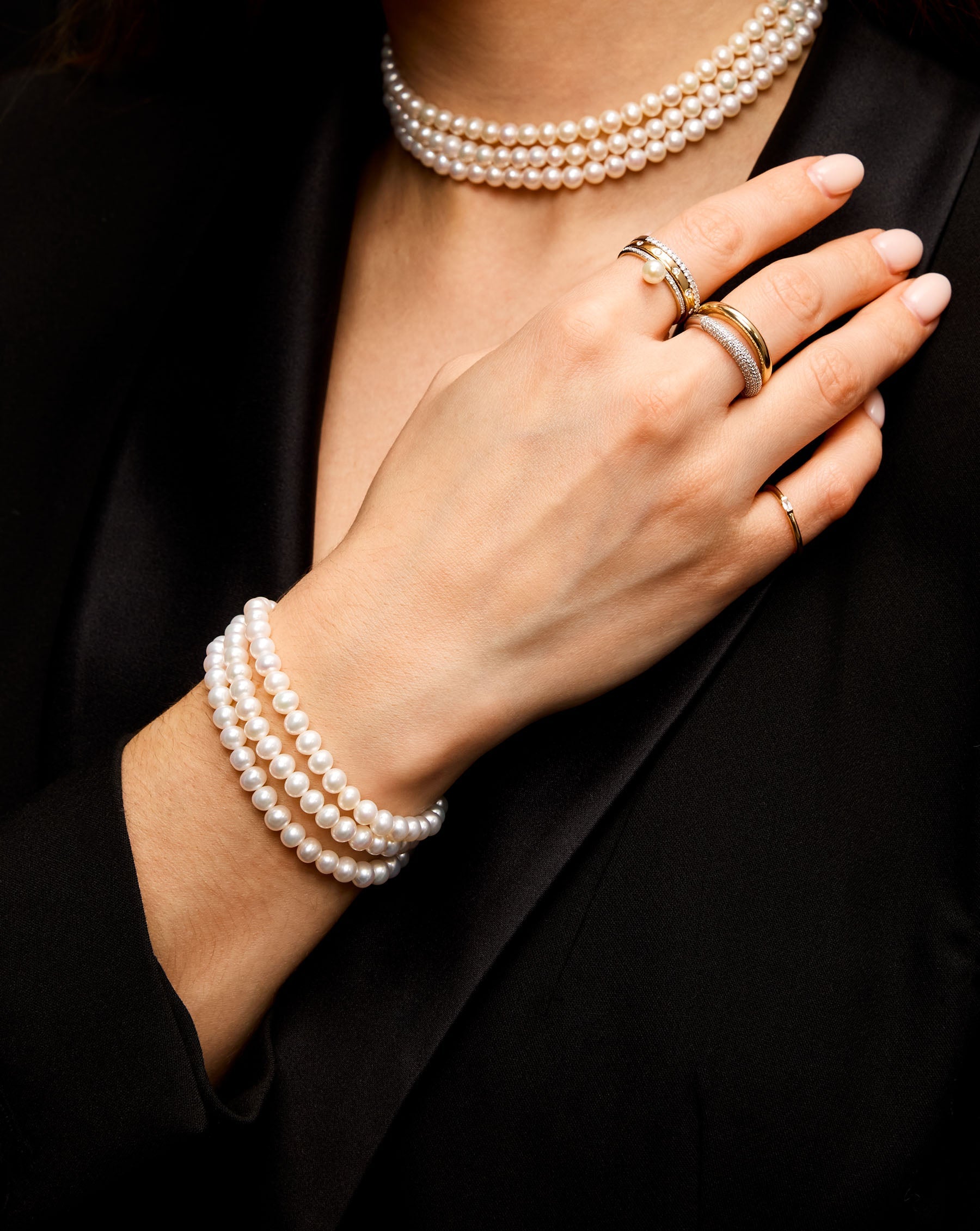 Three Row Pearl Bracelet