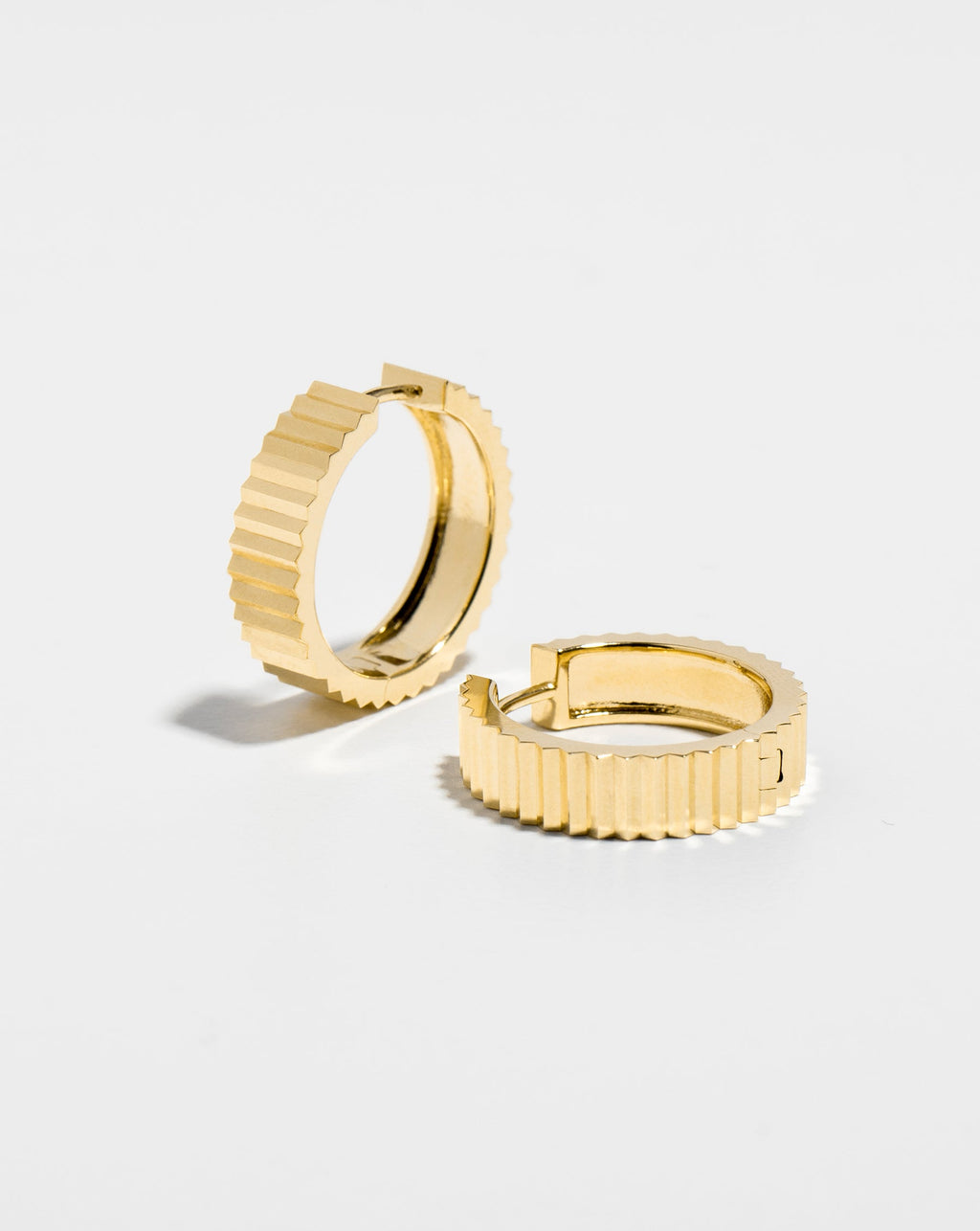 Wide Fluted Gold Hoops