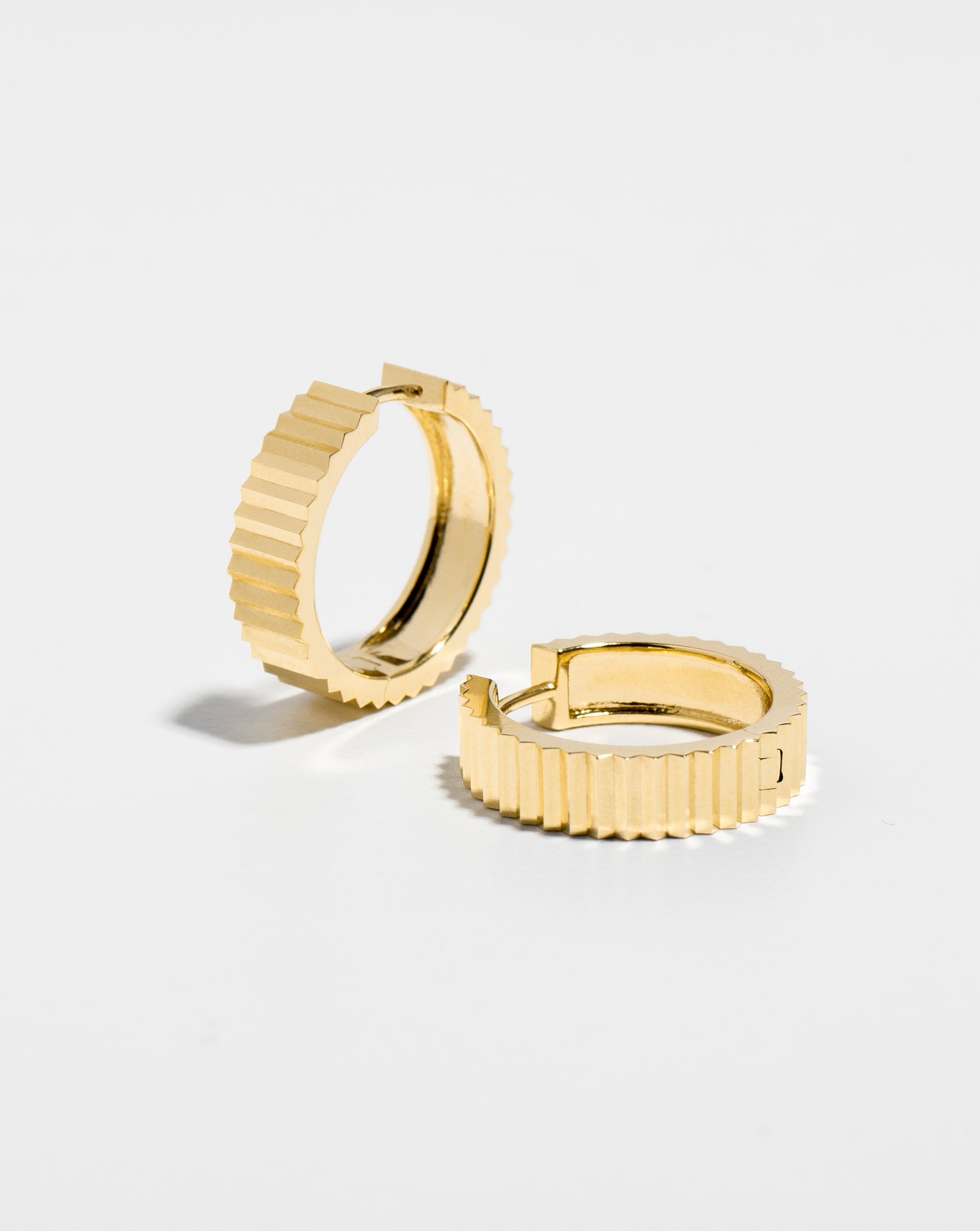 Wide Fluted Gold Hoops
