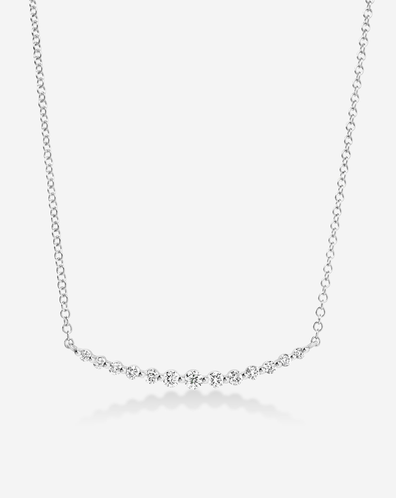 Graduated Single Prong Diamond Necklace