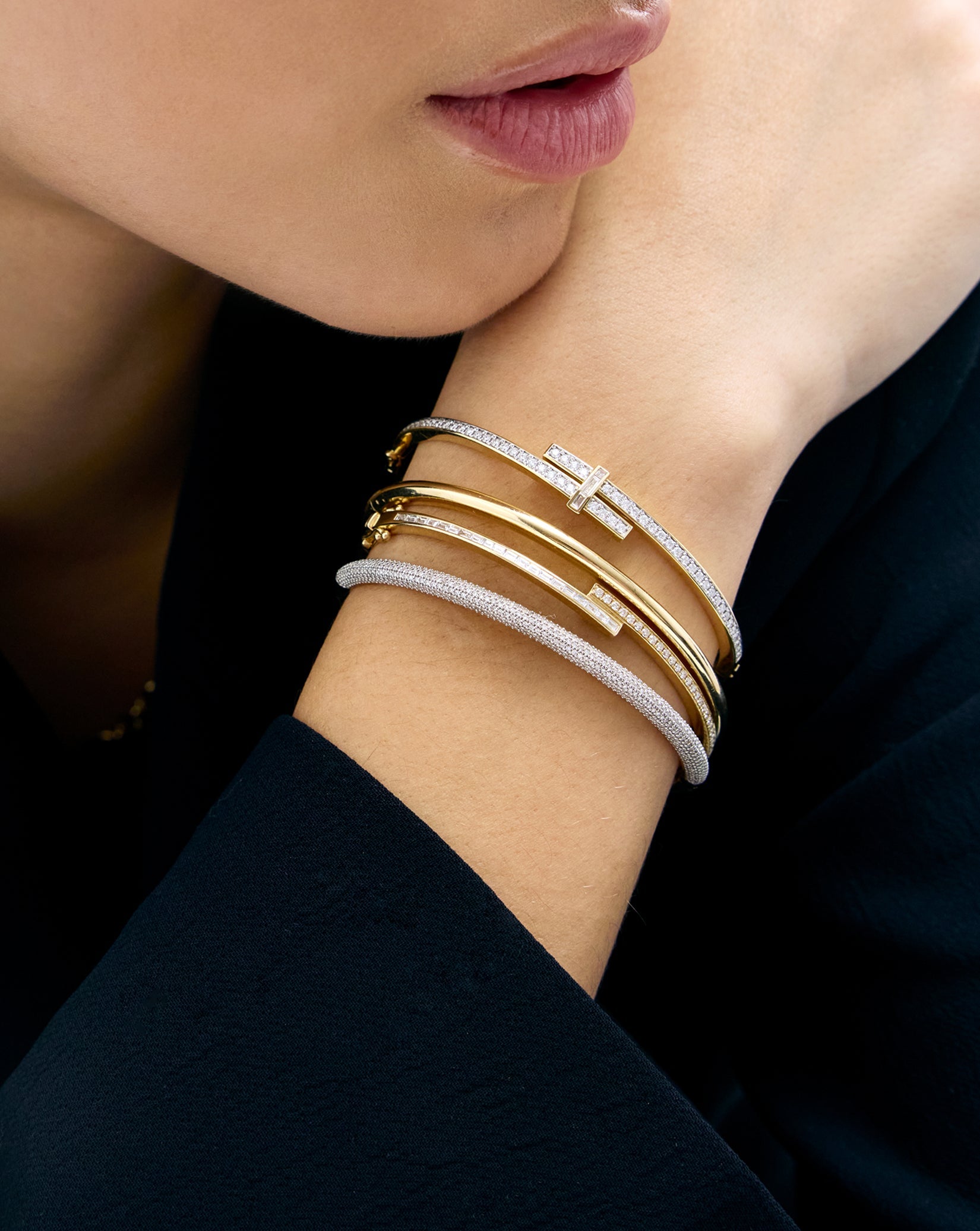 Baguette + Round Diamond Wrap Bangle