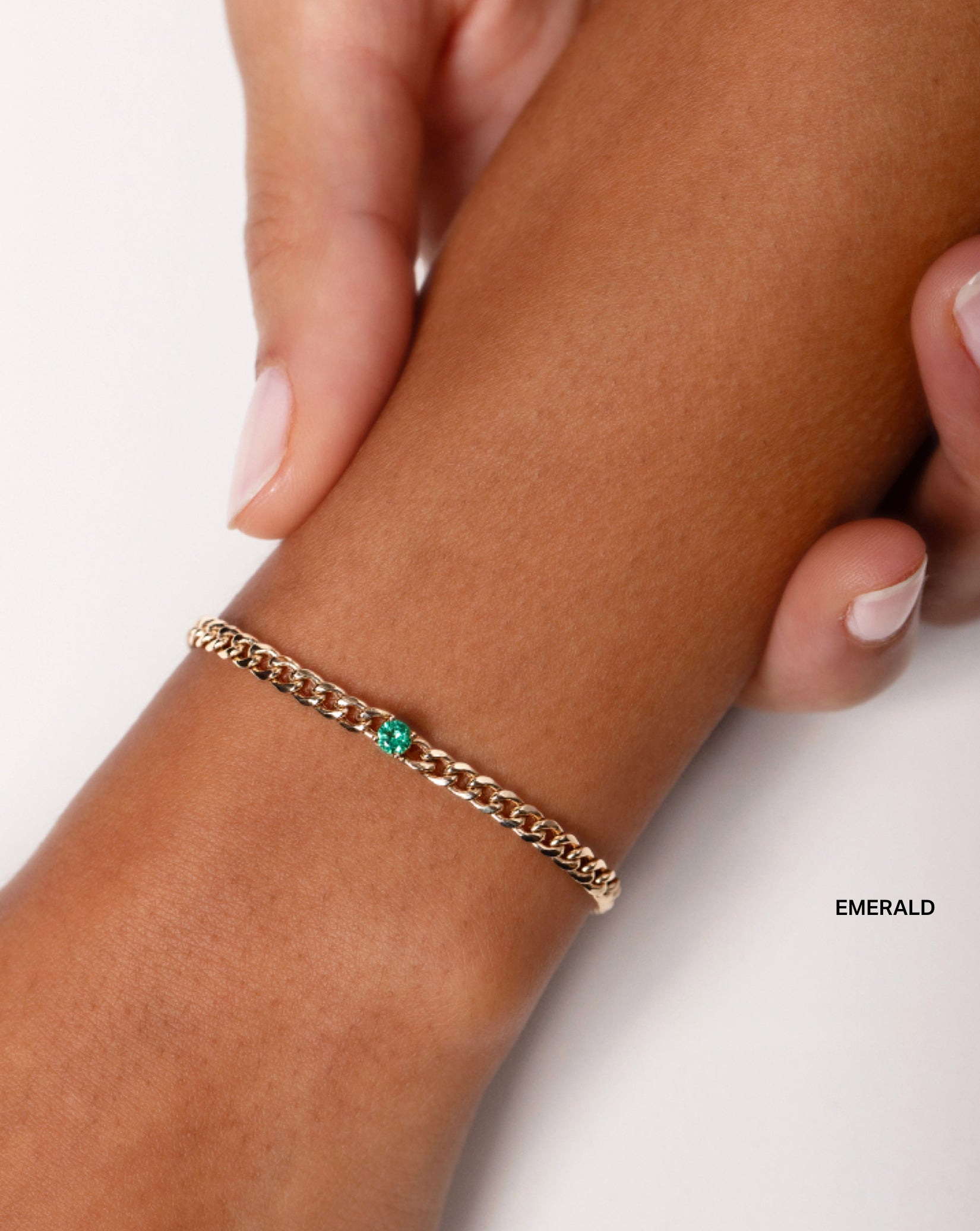 Personalized Curb Chain Birthstone Bracelet