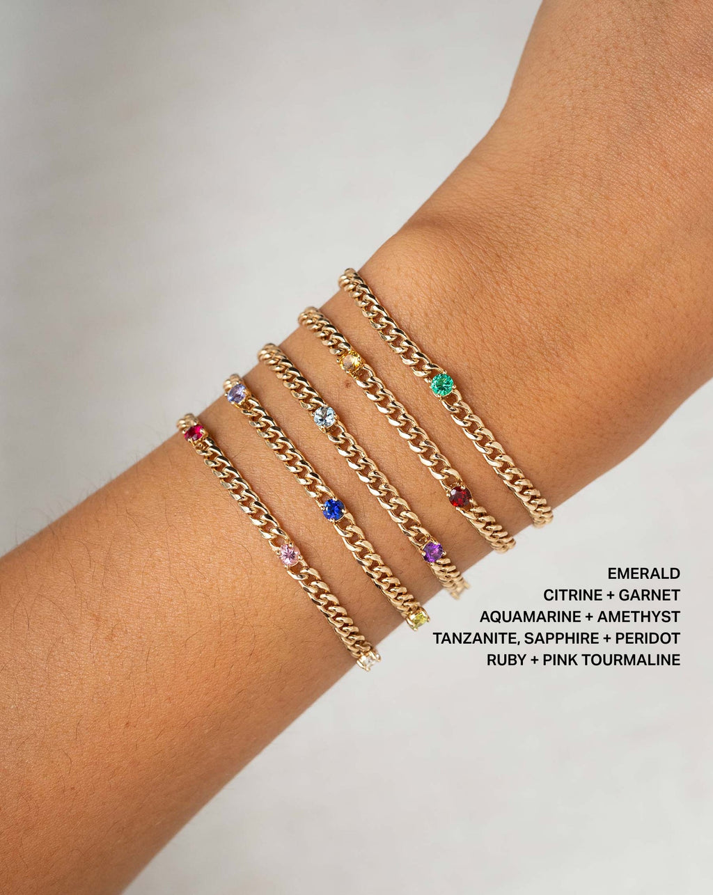 Personalized Curb Chain Birthstone Bracelet