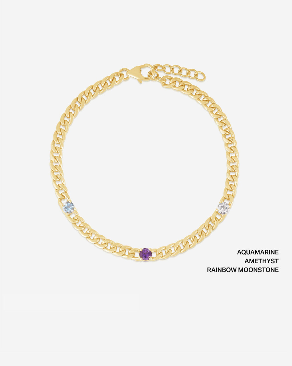 Personalized Curb Chain Birthstone Bracelet