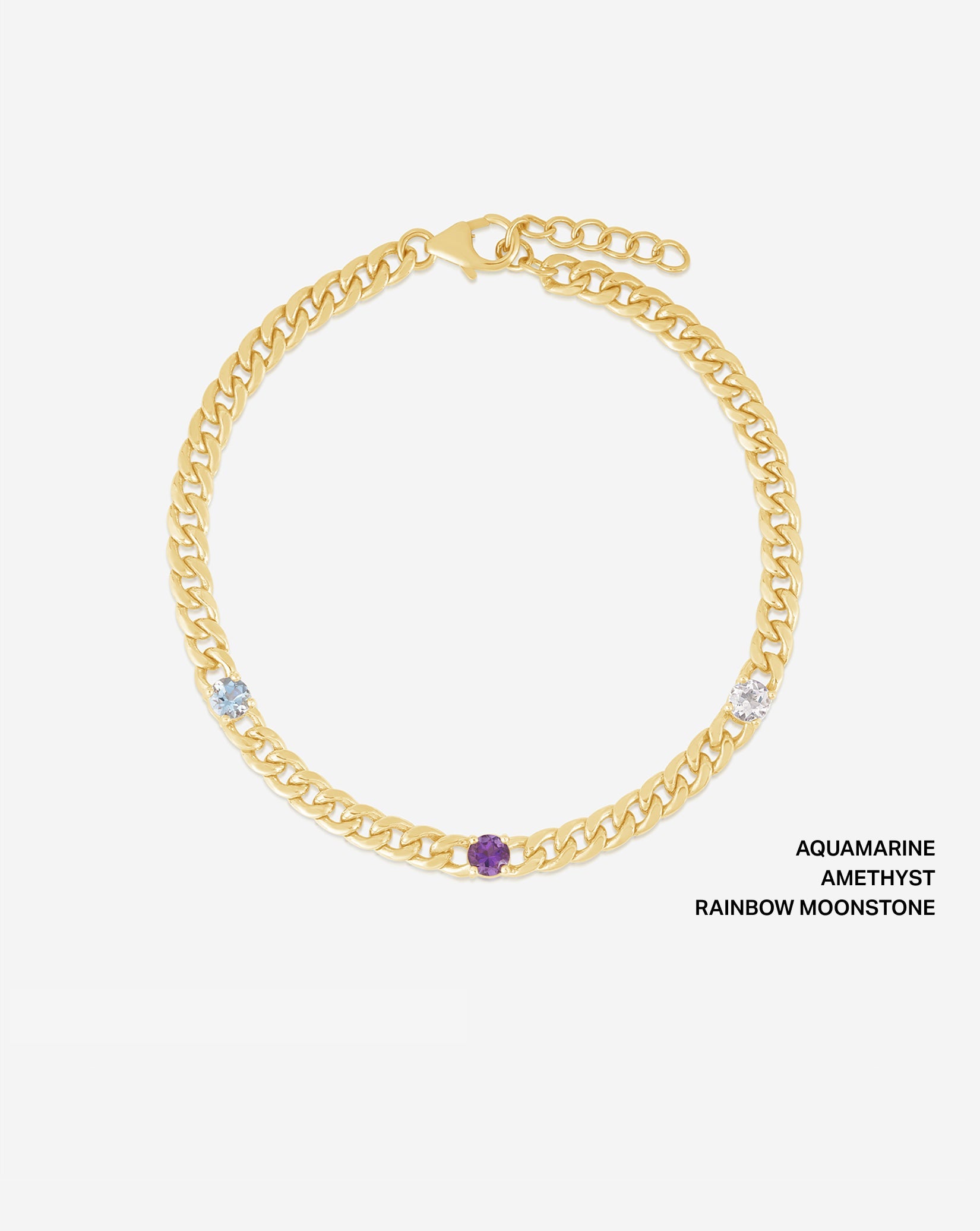 Personalized Curb Chain Birthstone Bracelet