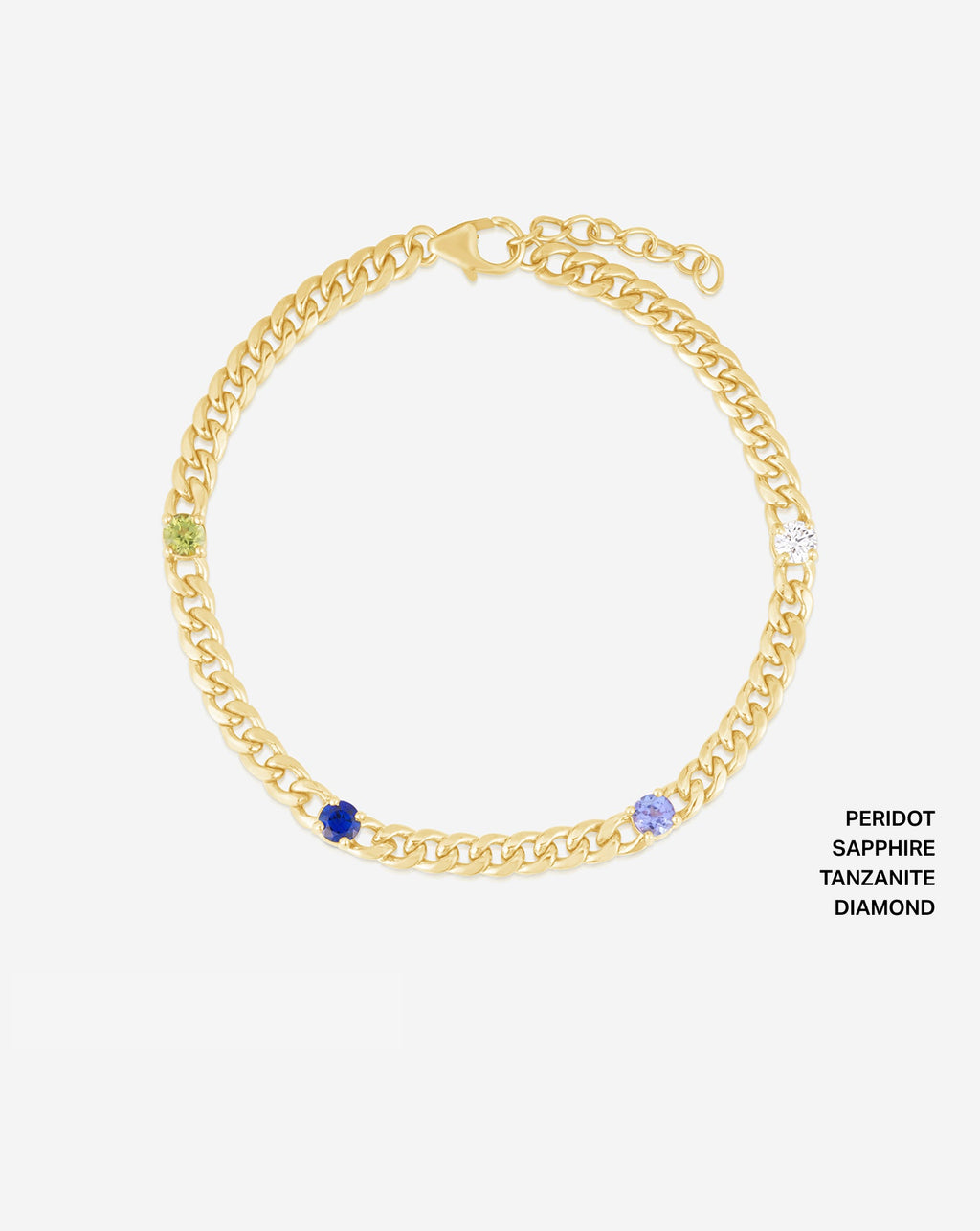 Personalized Curb Chain Birthstone Bracelet