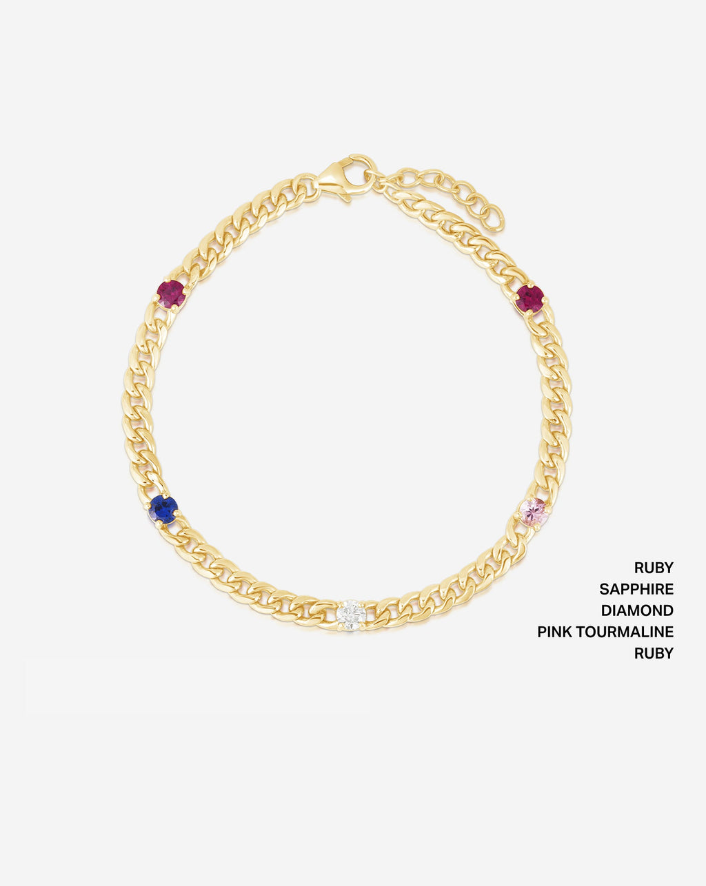 Personalized Curb Chain Birthstone Bracelet