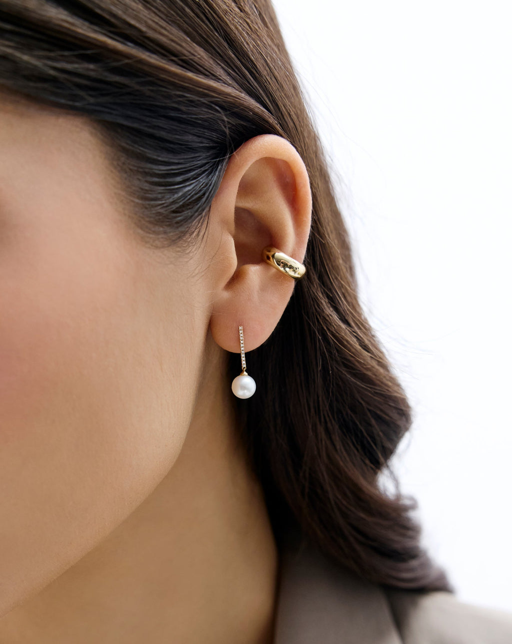 Diamond + Pearl Drop Earrings