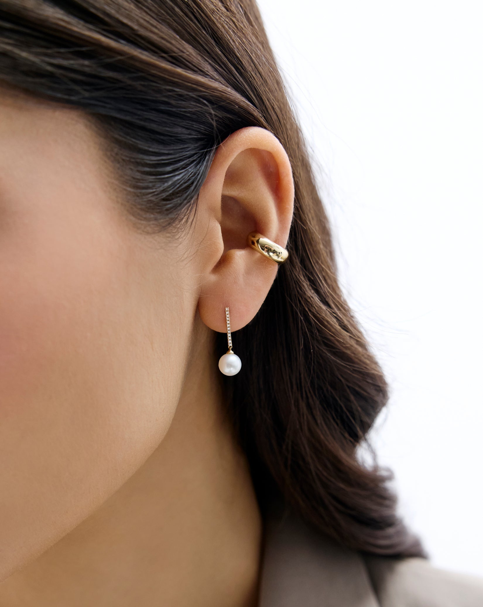 Diamond + Pearl Drop Earrings