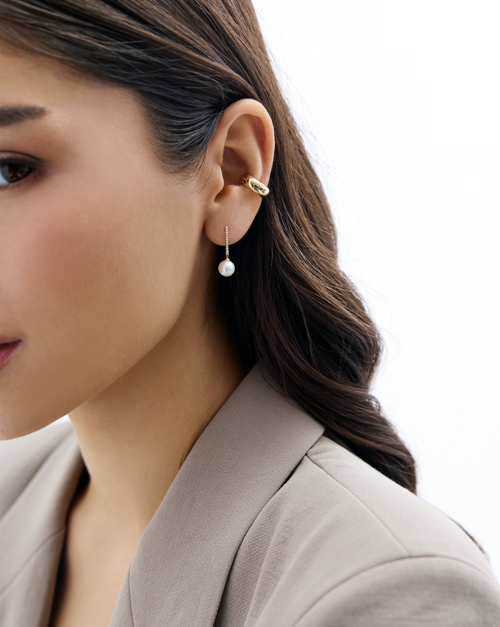 Diamond + Pearl Drop Earrings