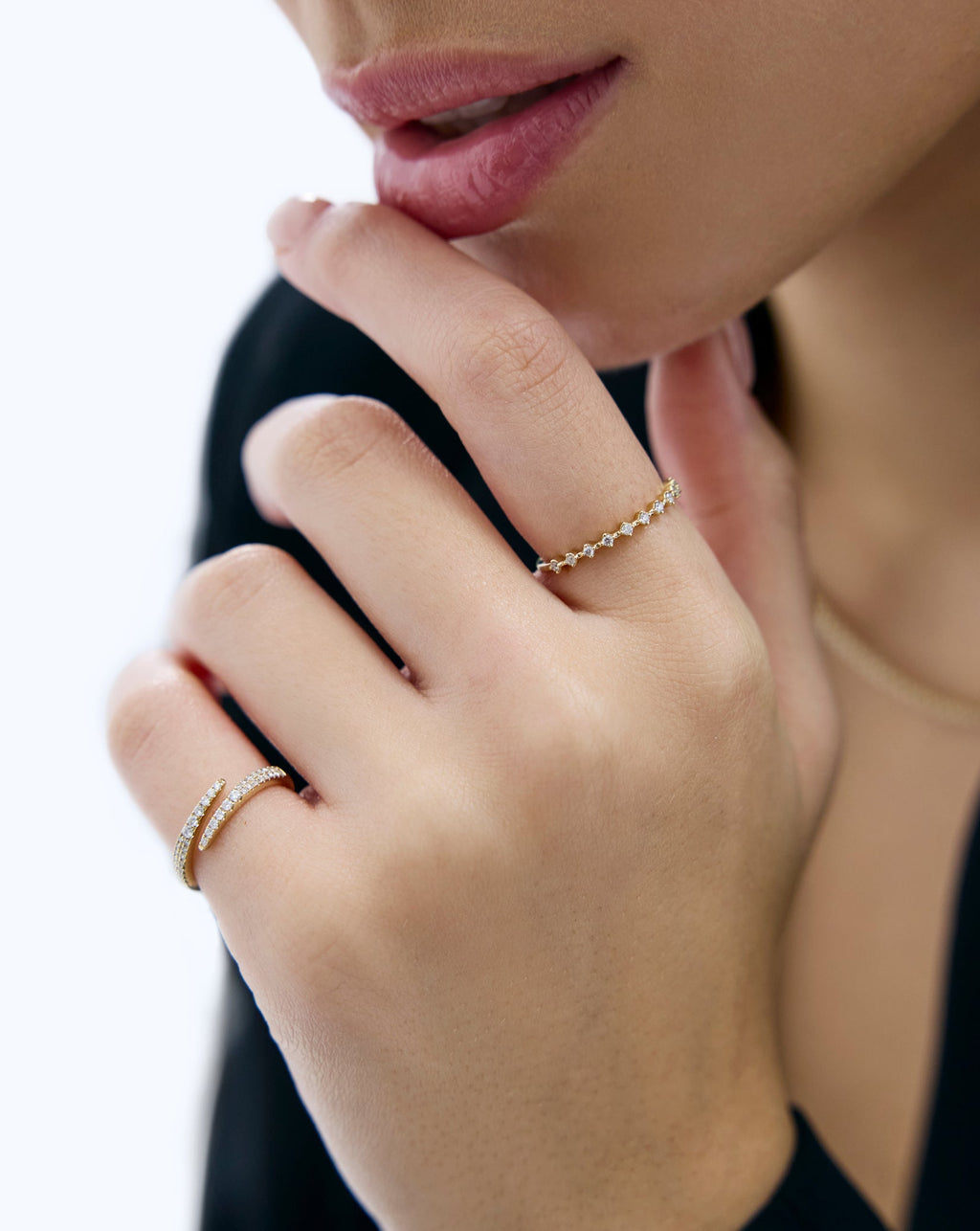 Diamond Station Stackable Ring