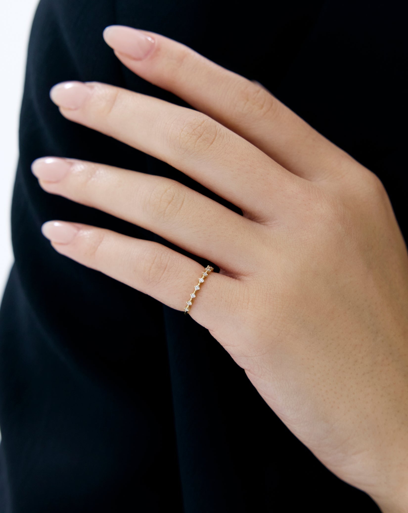 Diamond Station Stackable Ring