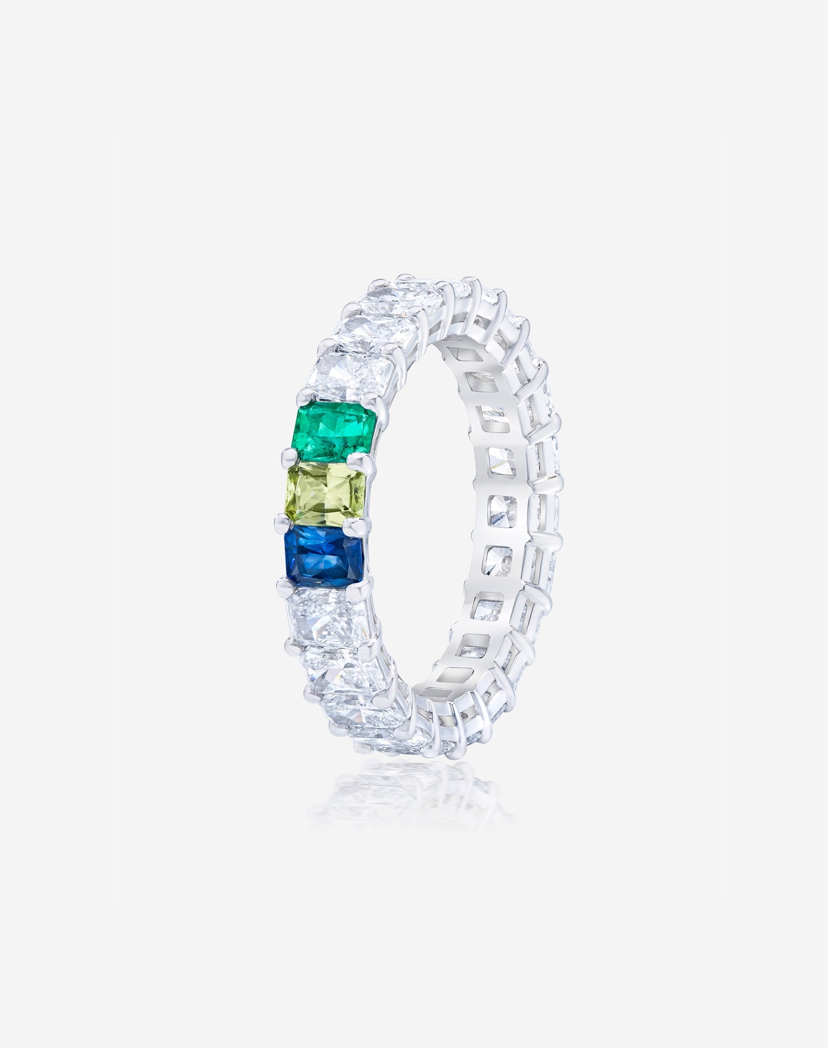 Emerald Lab Diamond and Birthstone Eternity Band
