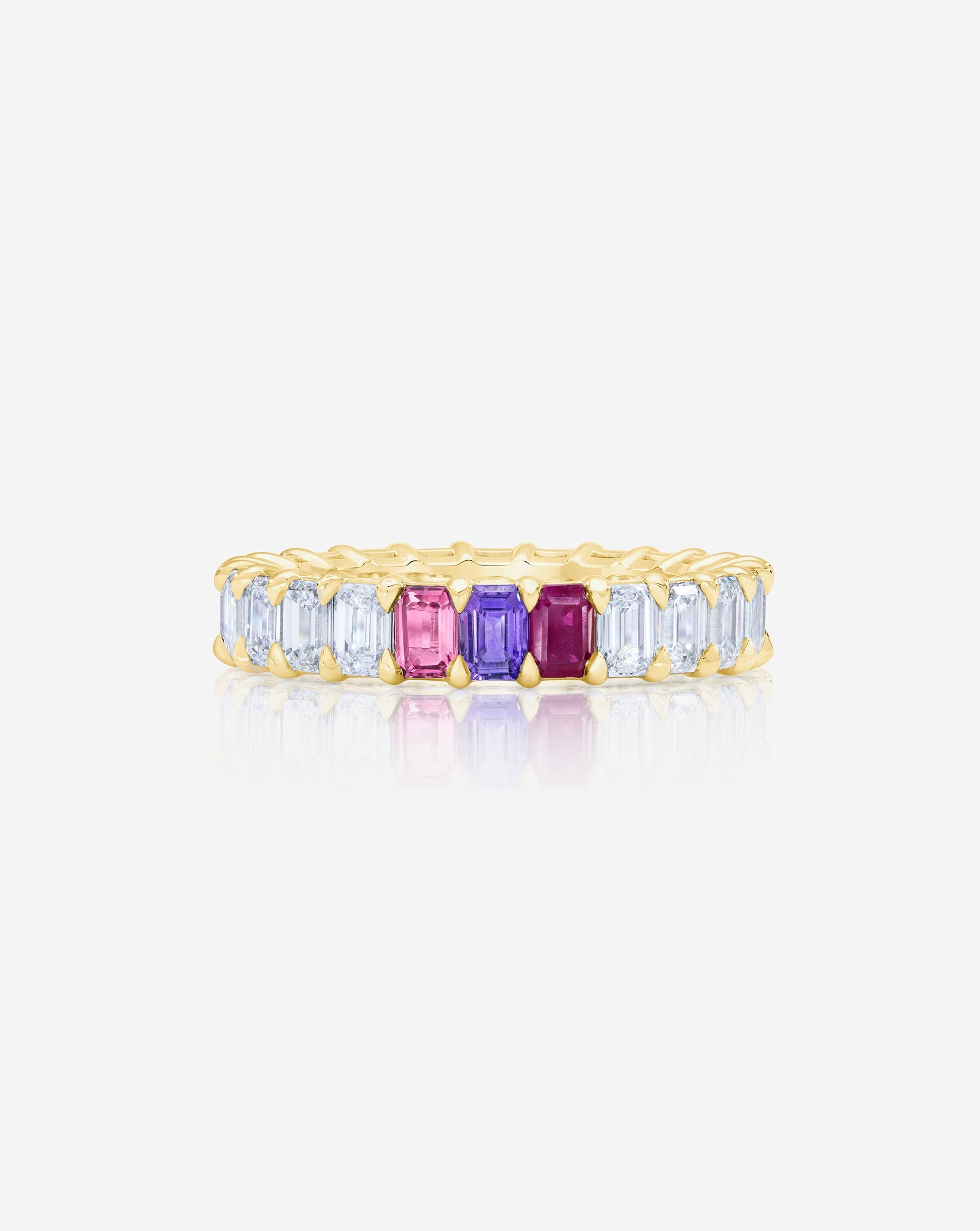Emerald Lab Diamond and Birthstone Eternity Band