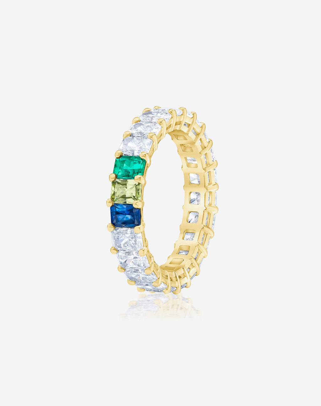 Emerald Lab Diamond and Birthstone Eternity Band