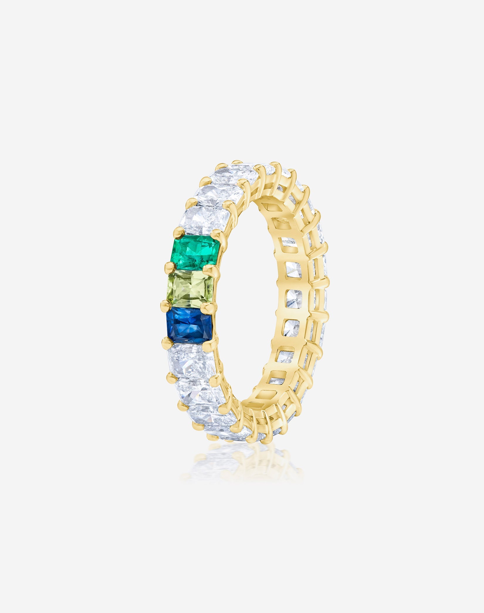 Emerald Lab Diamond and Birthstone Eternity Band