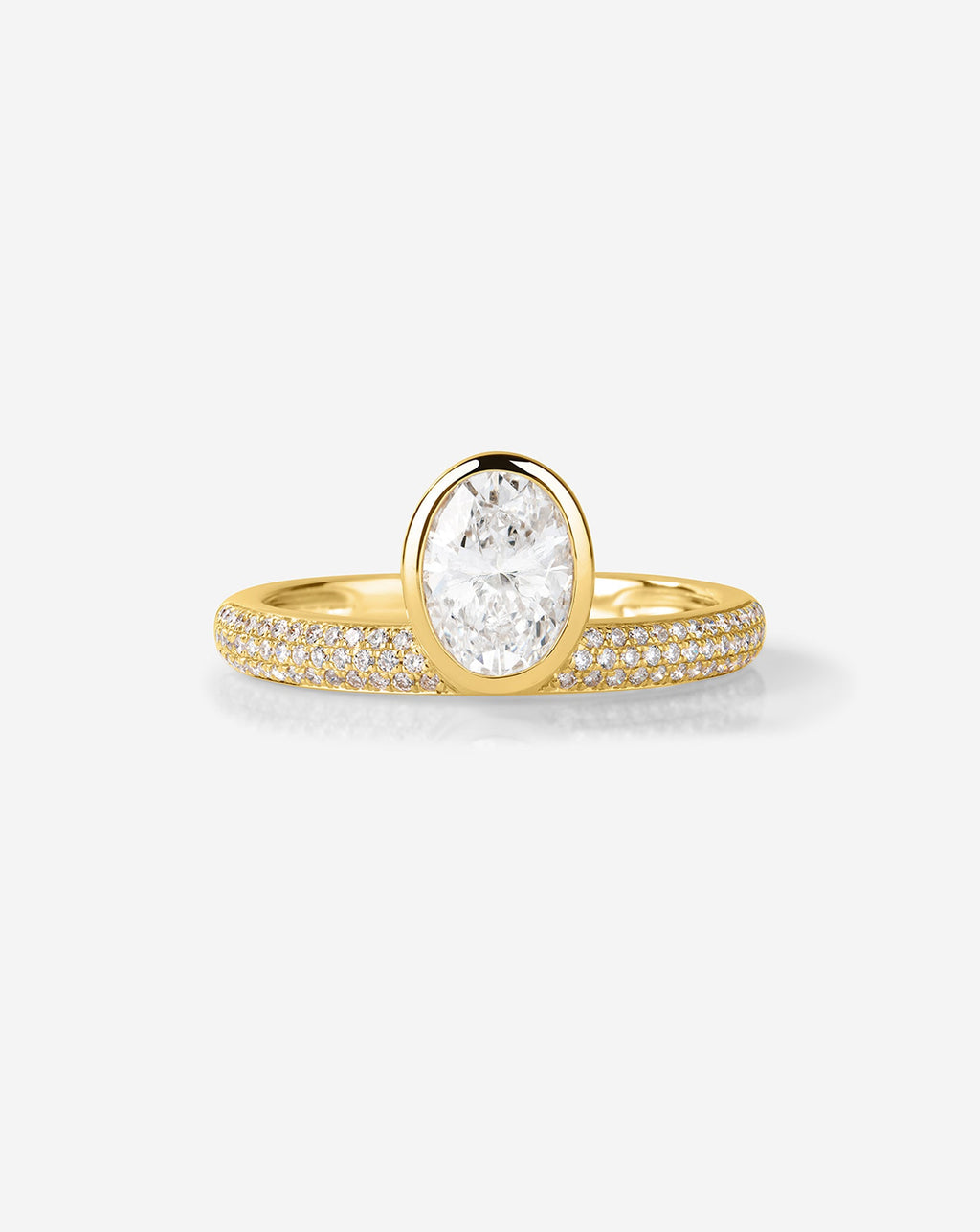 Framed Oval Pavé Lab Diamond Ring
