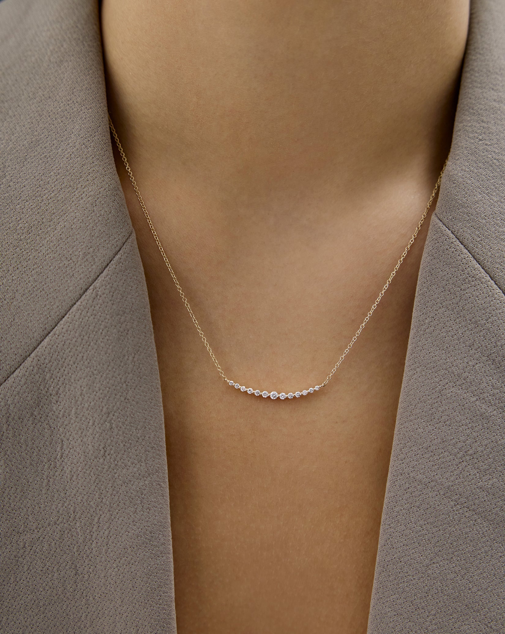 Graduated Single Prong Diamond Necklace
