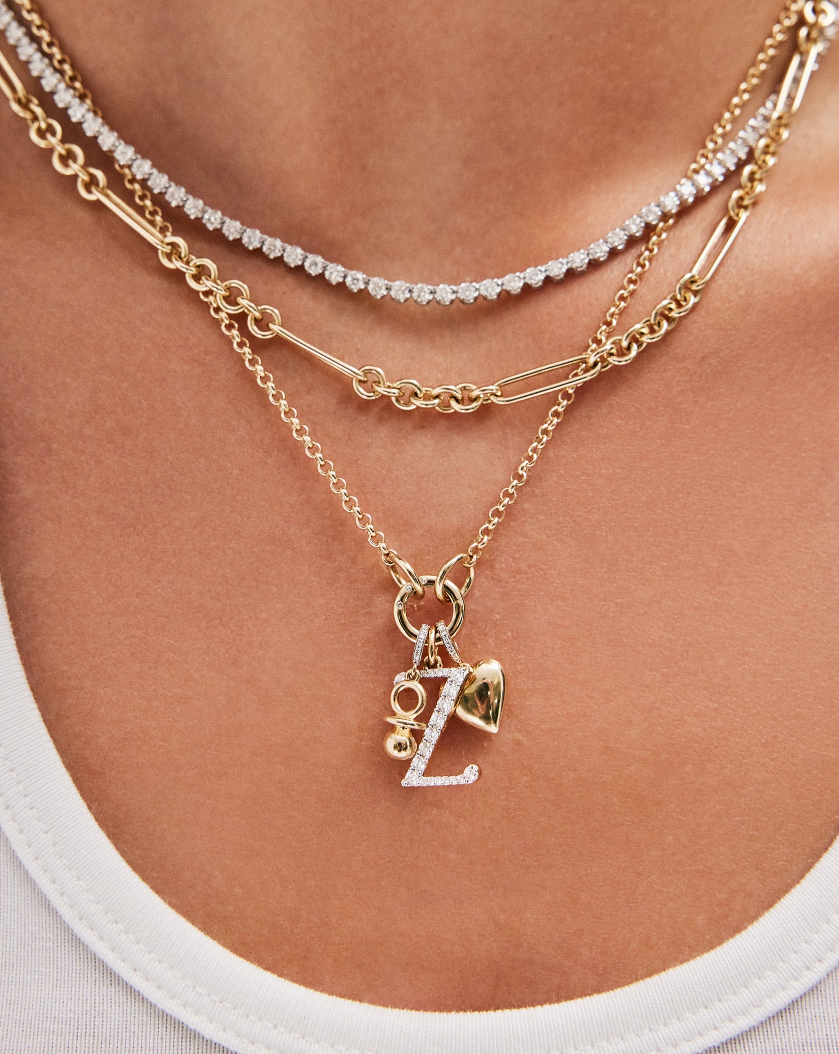 Large Diamond Initial Pendant