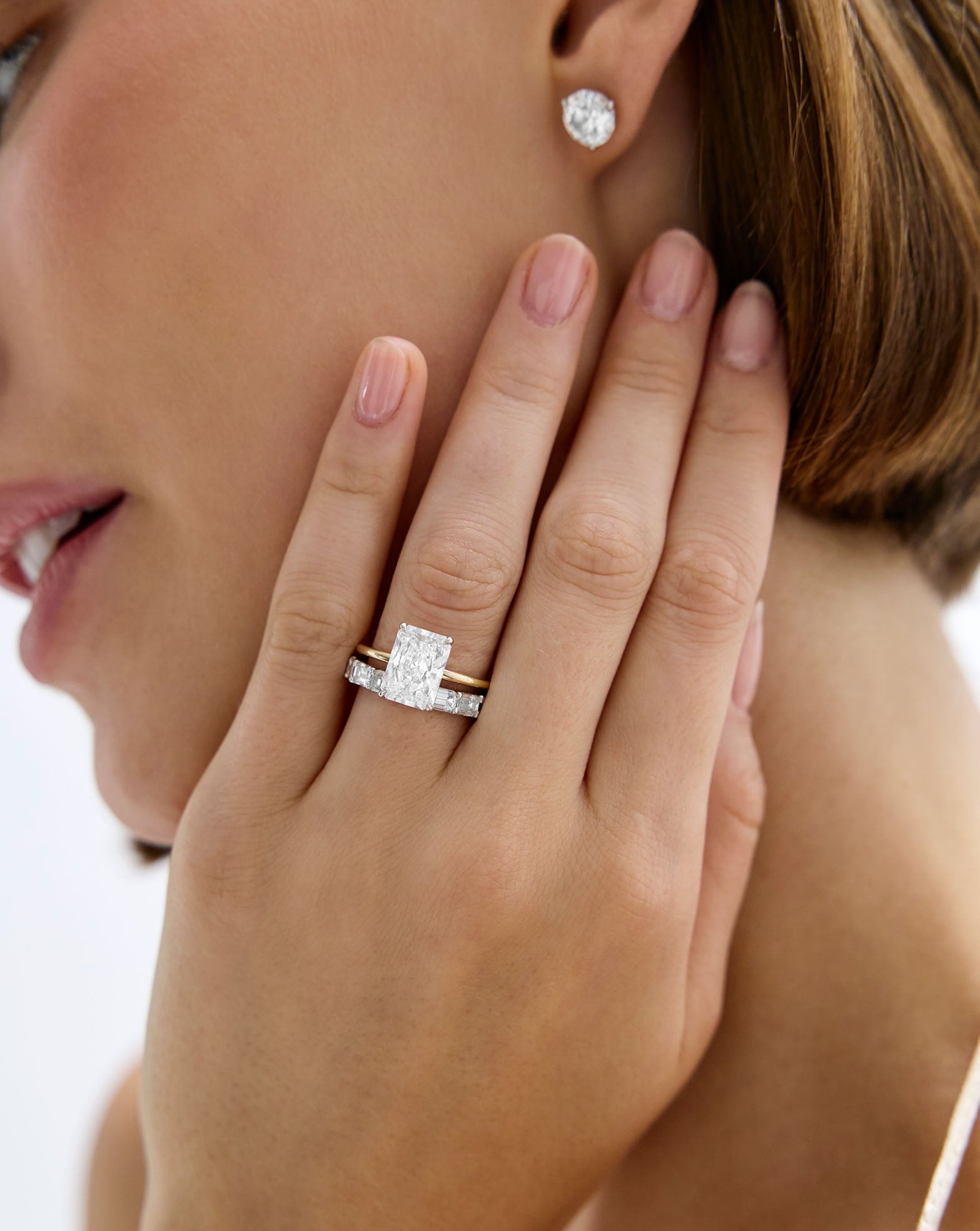Sideways Emerald Diamond Eternity Band
