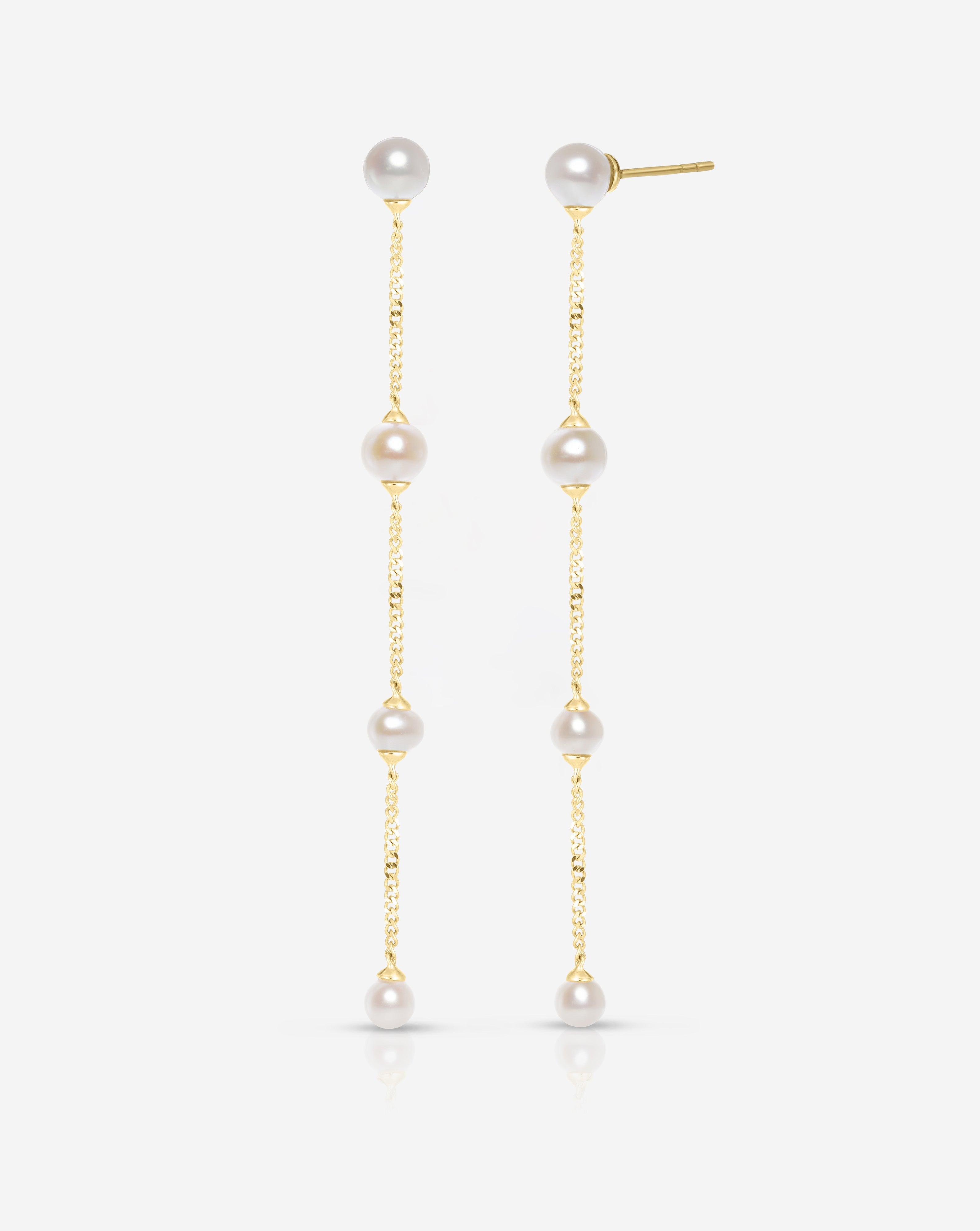 Pearl Station Drop Earrings