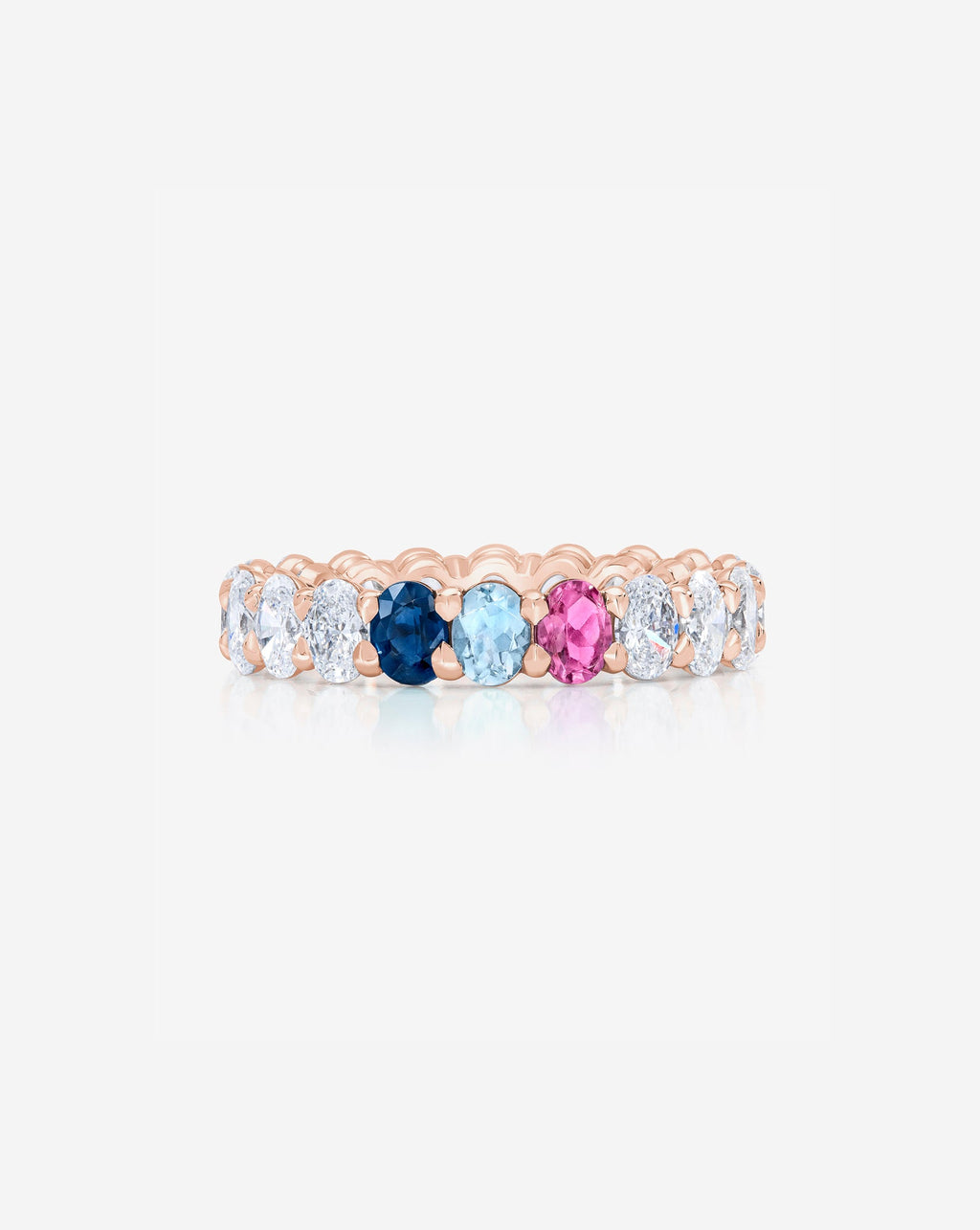 Oval Diamond and Birthstone Eternity Band