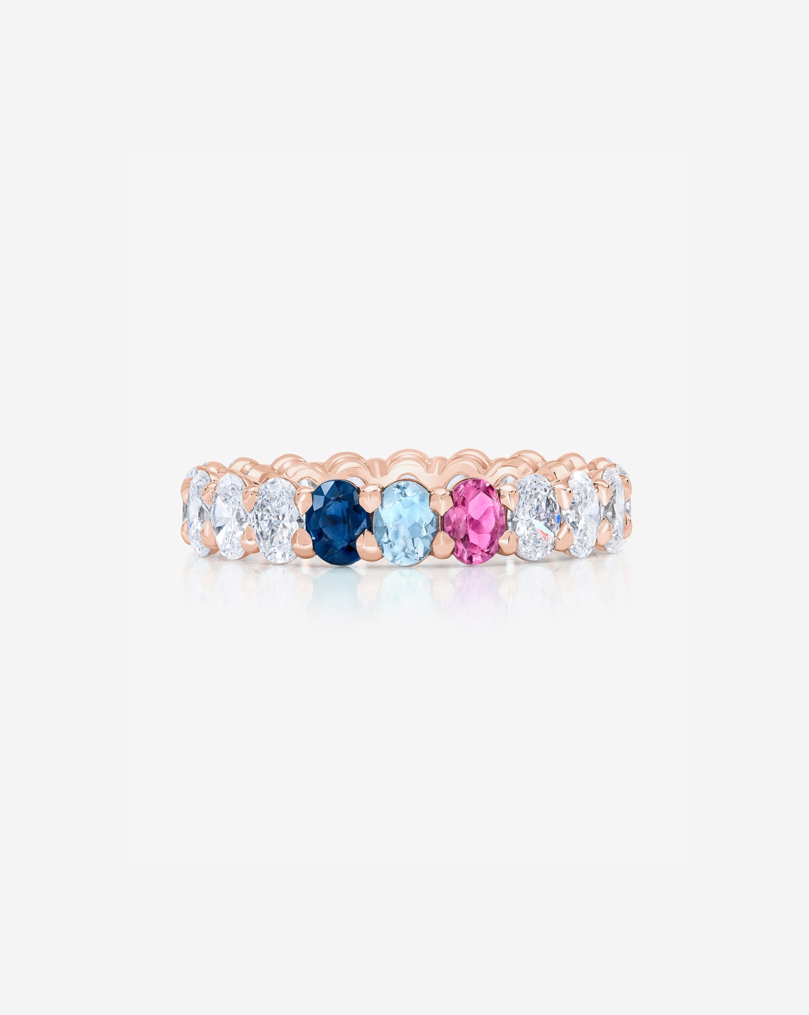 Oval Lab Diamond and Birthstone Eternity Band