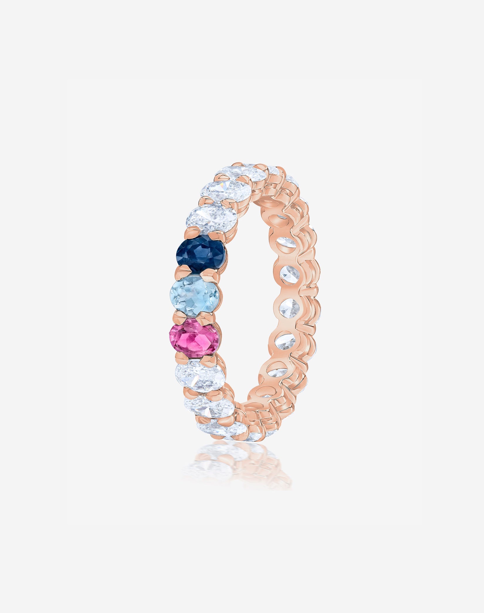 Oval Lab Diamond and Birthstone Eternity Band