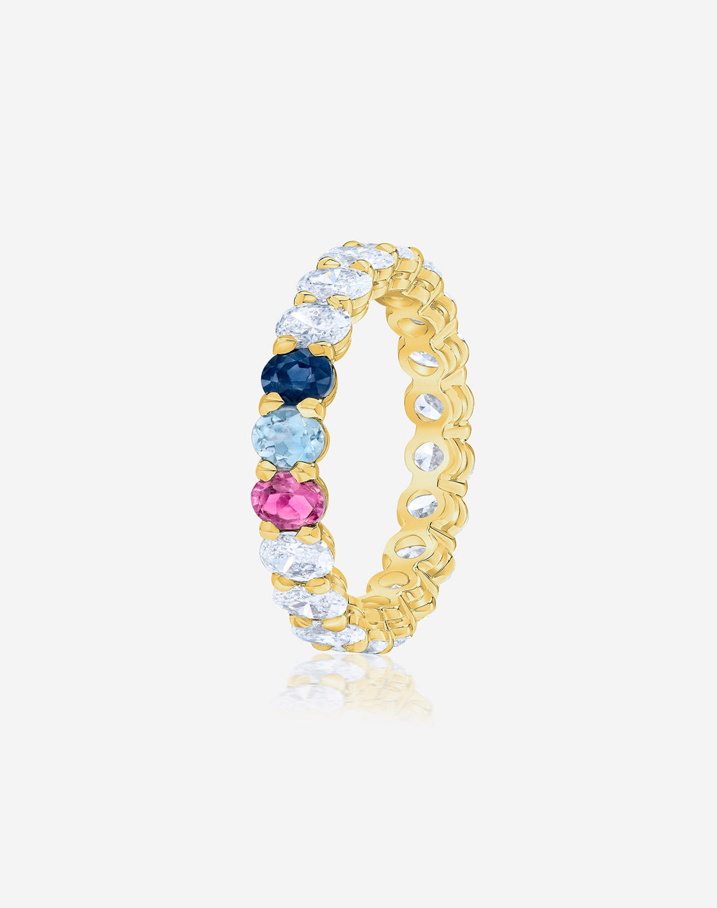 Oval Diamond and Birthstone Eternity Band