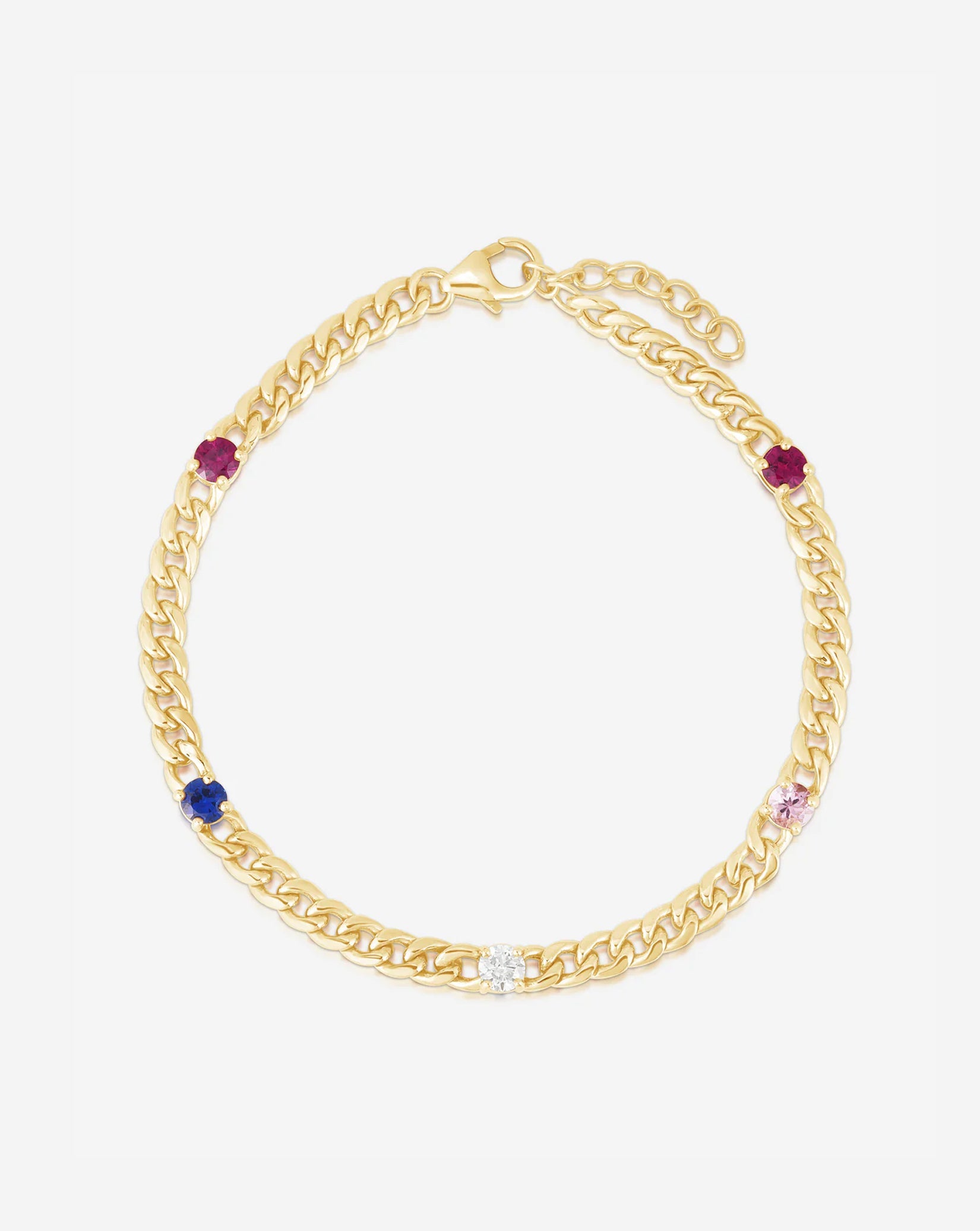Personalized Curb Chain Birthstone Bracelet