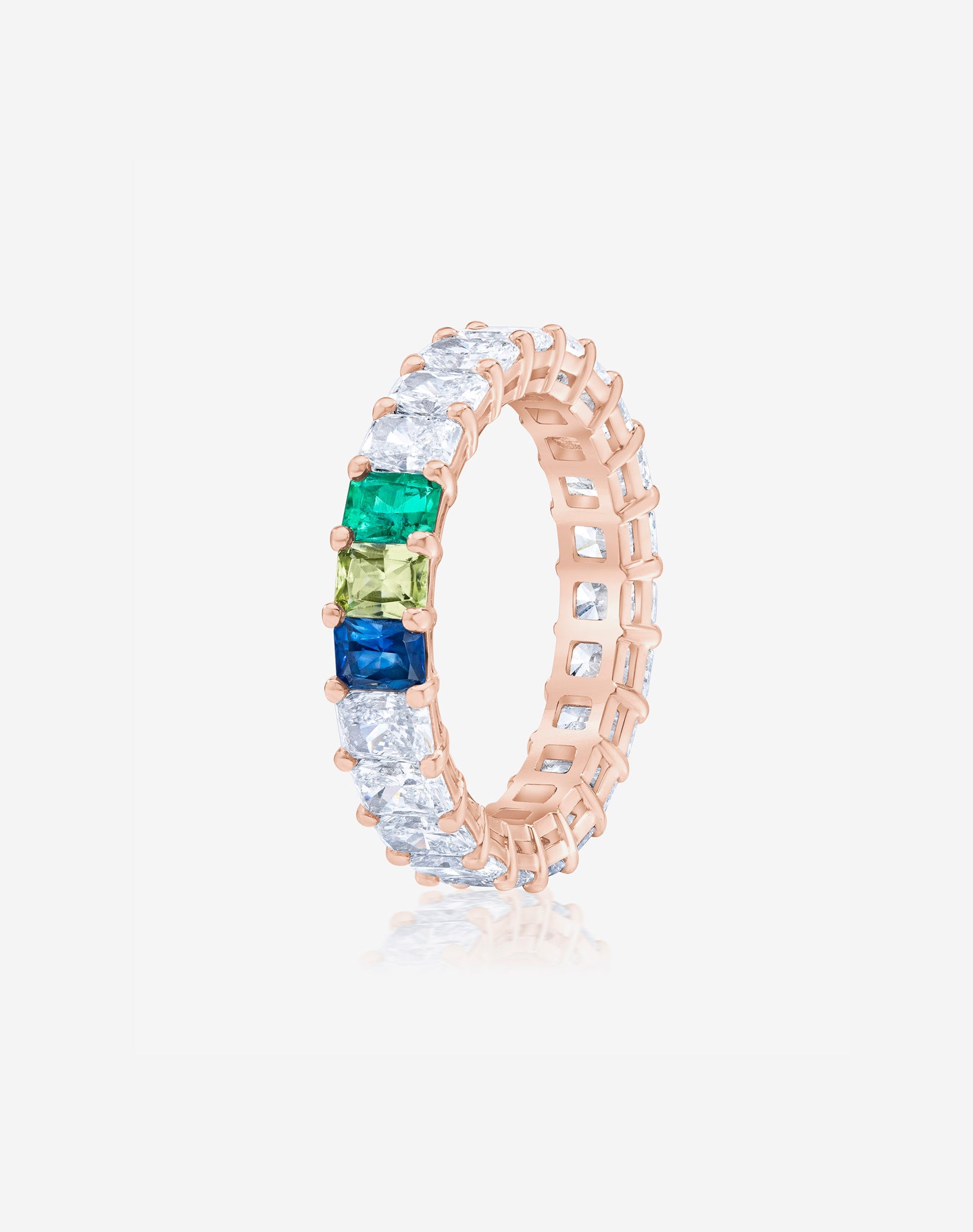 Radiant Lab Diamond and Birthstone Eternity Band