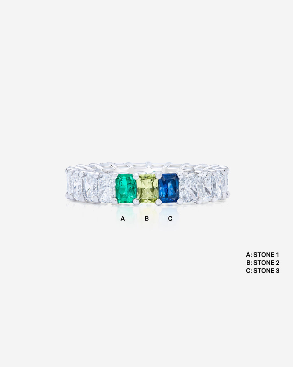 Radiant Diamond and Birthstone Eternity Band