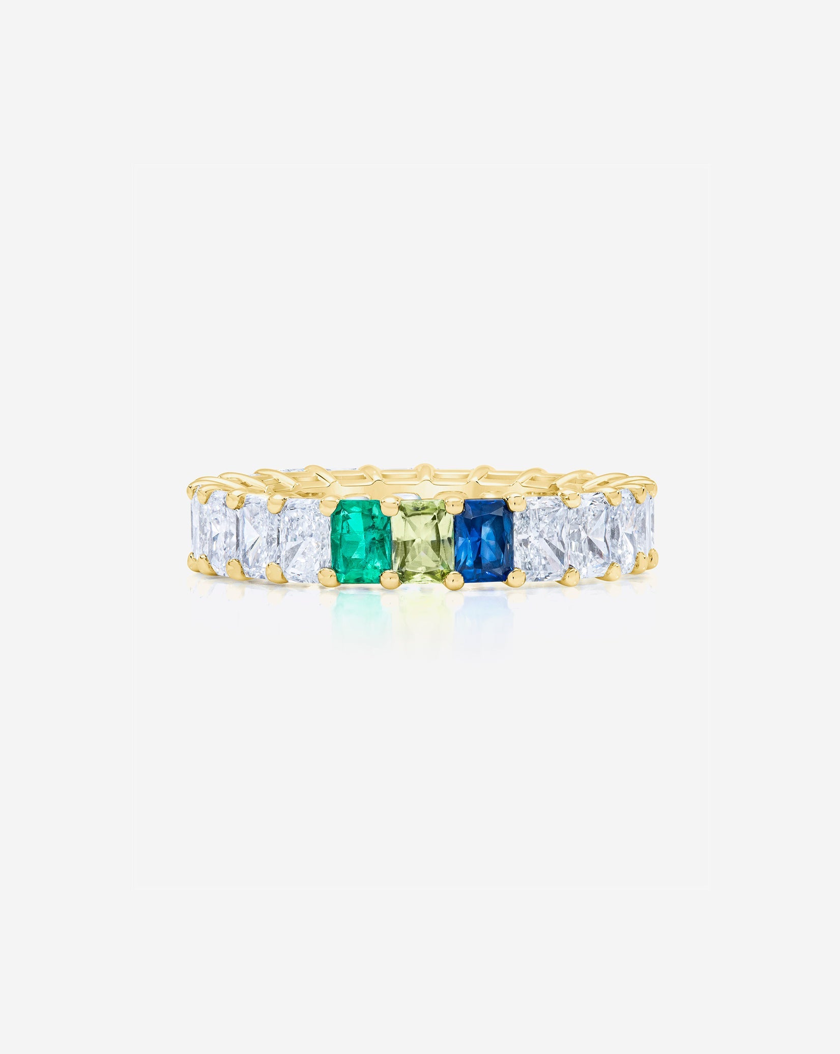 Radiant Diamond and Birthstone Eternity Band