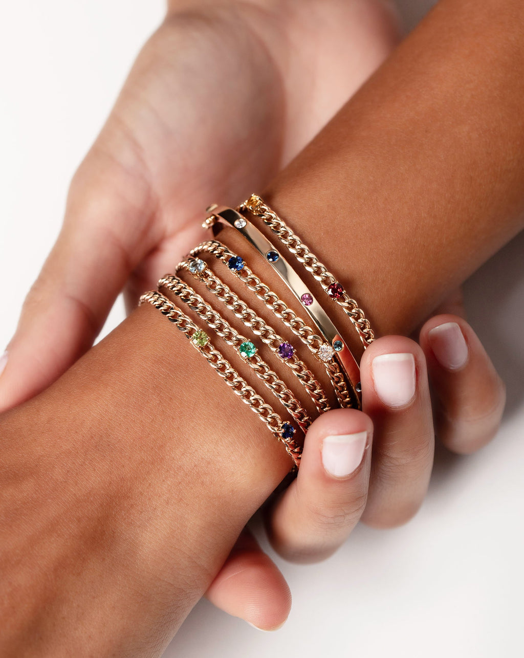 Personalized Curb Chain Birthstone Bracelet