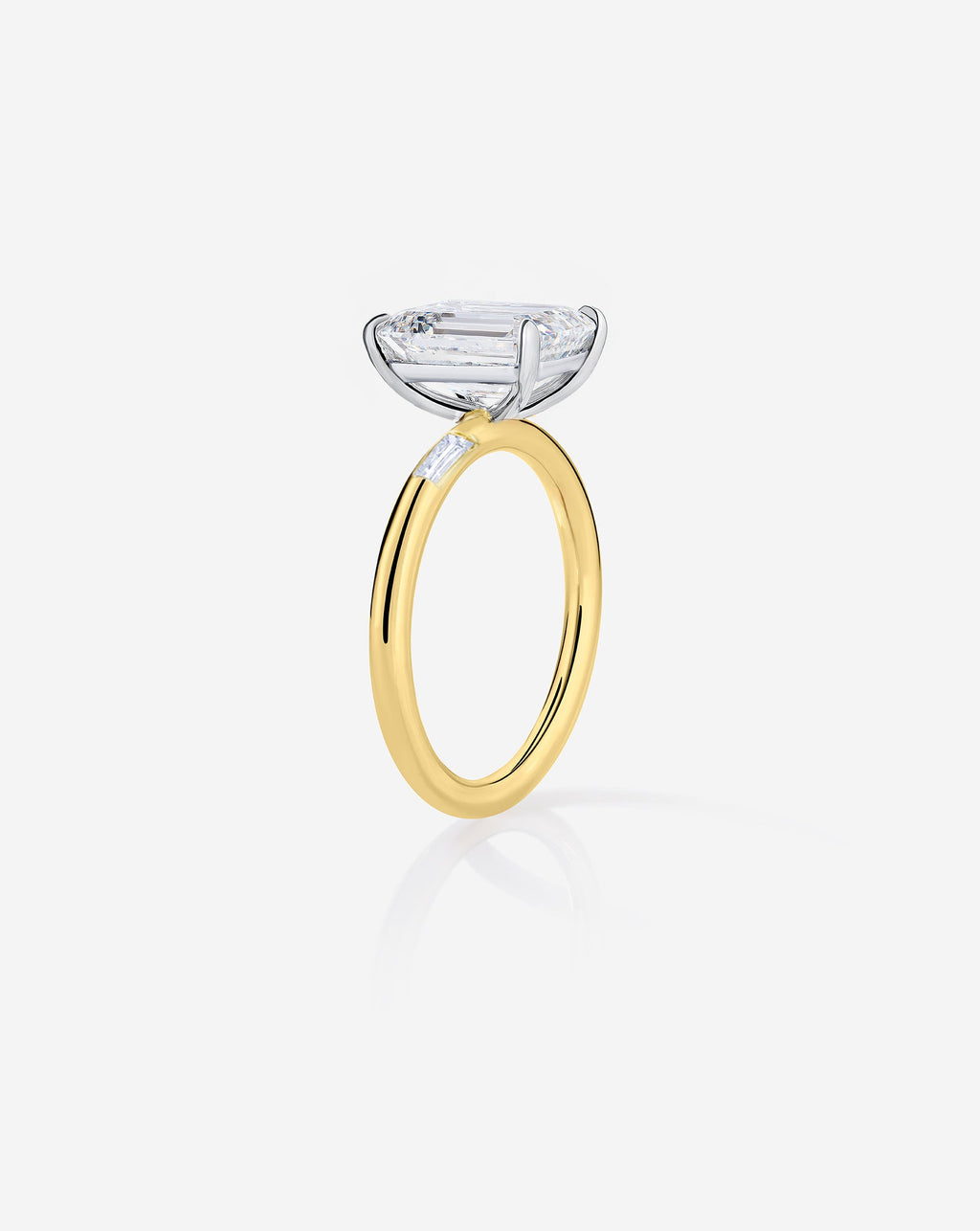 3.56 Emerald Lab Diamond in Cloud Inlay Baguette