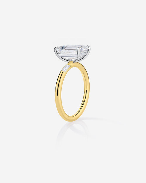 3.13 Emerald Lab Diamond in Cloud Inlay Baguette
