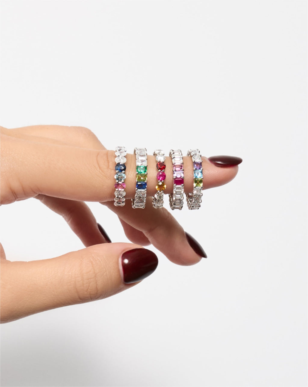 Radiant Diamond and Birthstone Eternity Band