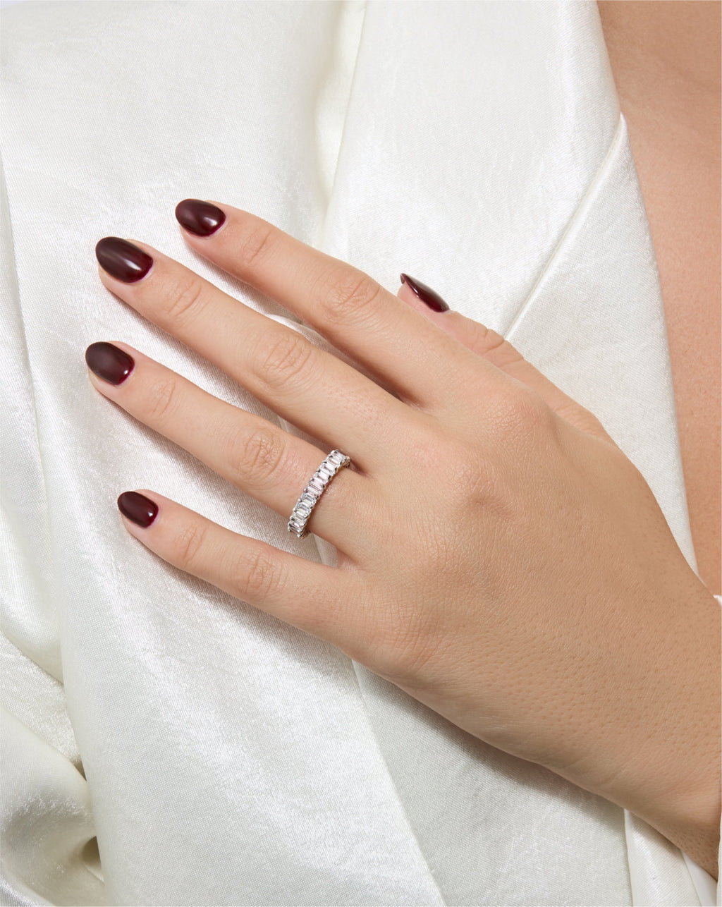 Emerald Lab Diamond and Birthstone Eternity Band