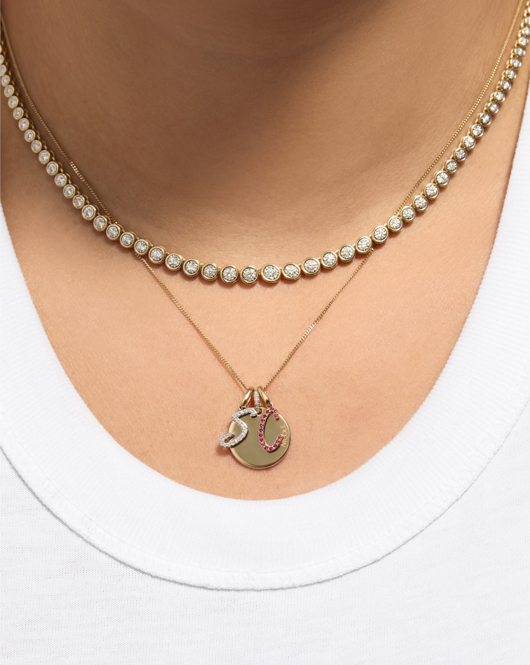 Gemstone Script Initial Pendant