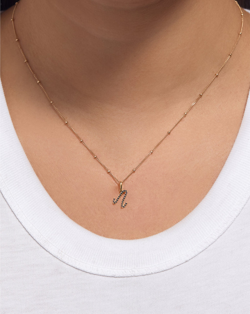 Gemstone Script Initial Pendant