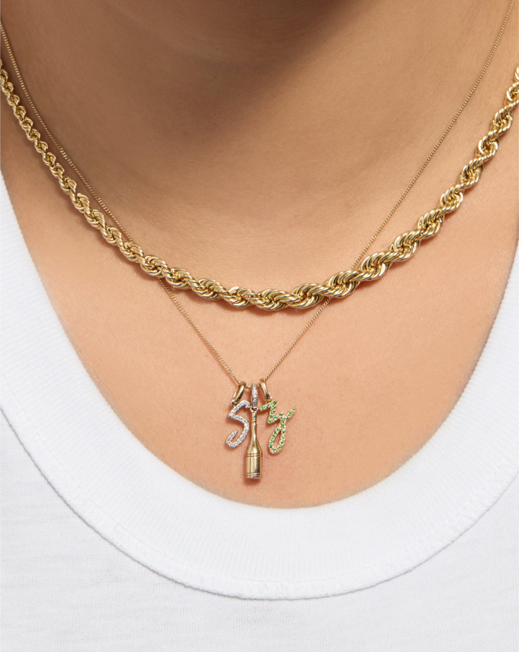 Gemstone Script Initial Pendant
