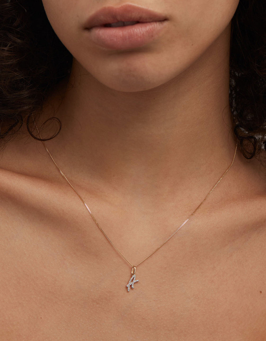 Diamond Script Initial Pendant