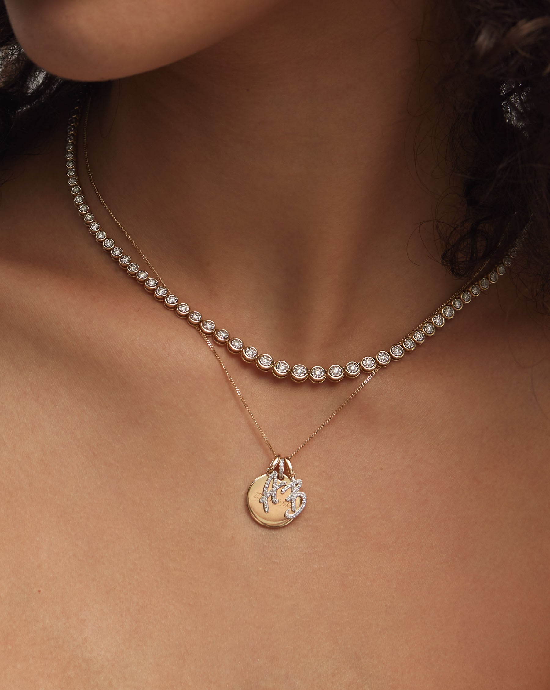 Diamond Script Initial Pendant