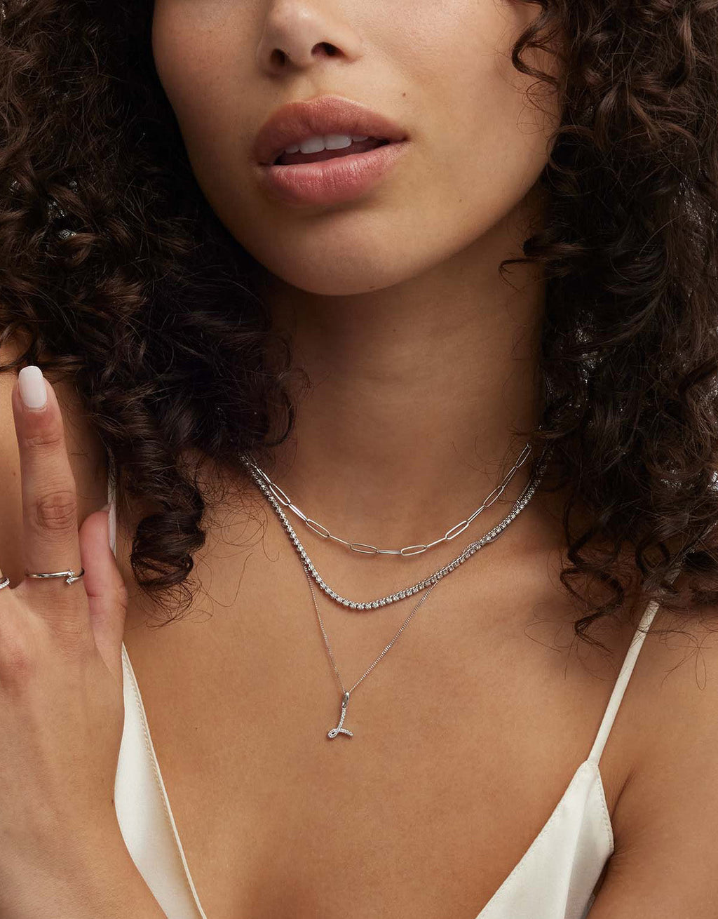 Diamond Script Initial Pendant