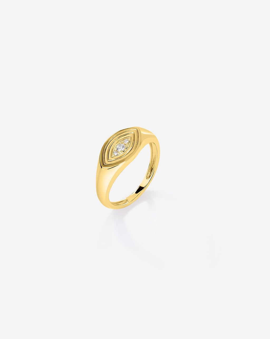 Diamond Evil Eye Signet Ring