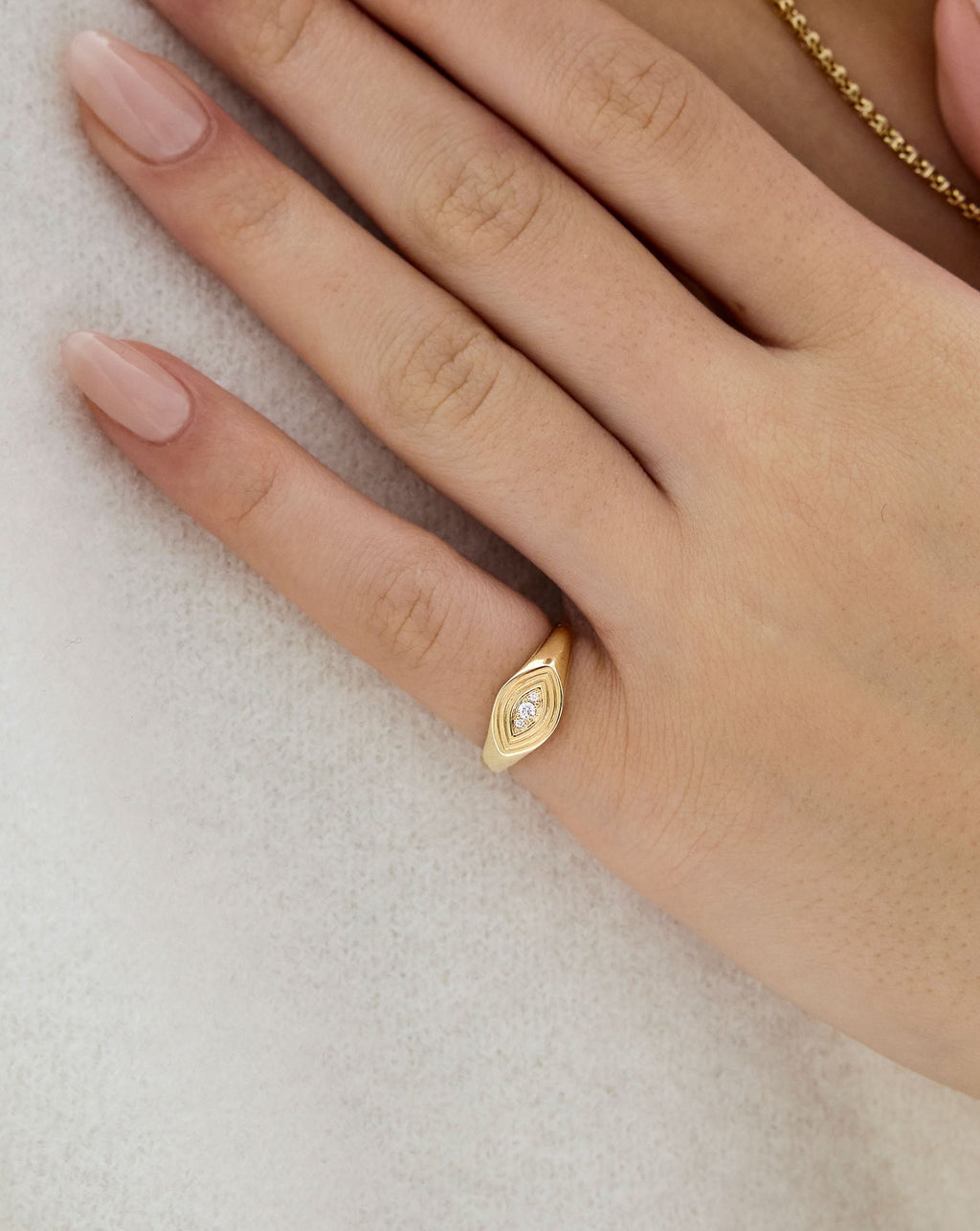Diamond Evil Eye Signet Ring
