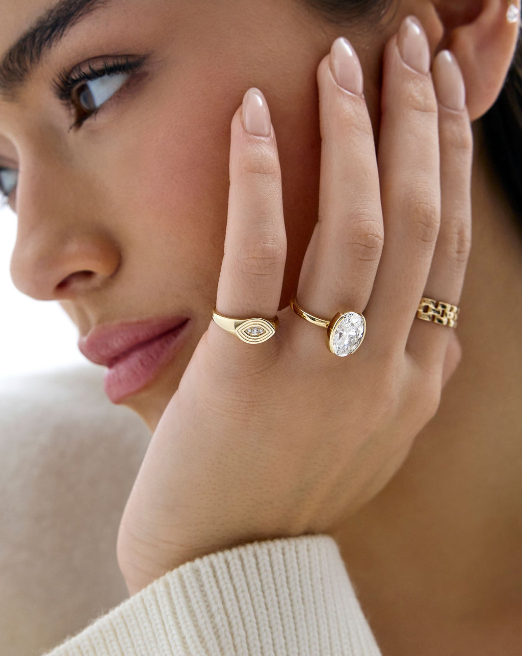 Diamond Evil Eye Signet Ring